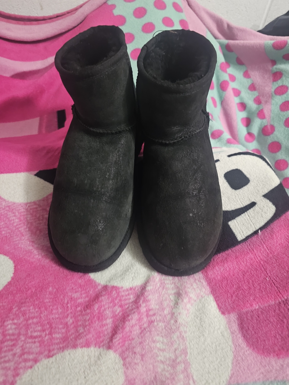 UGG Black Short Shearling Ankle Boots
